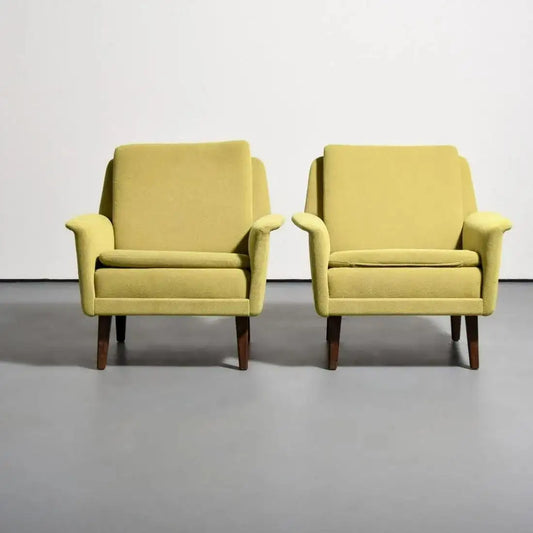 Folke Ohlsson for Fritz Hansen MCM Lounge Chair in Green Upholstery, a Pair
