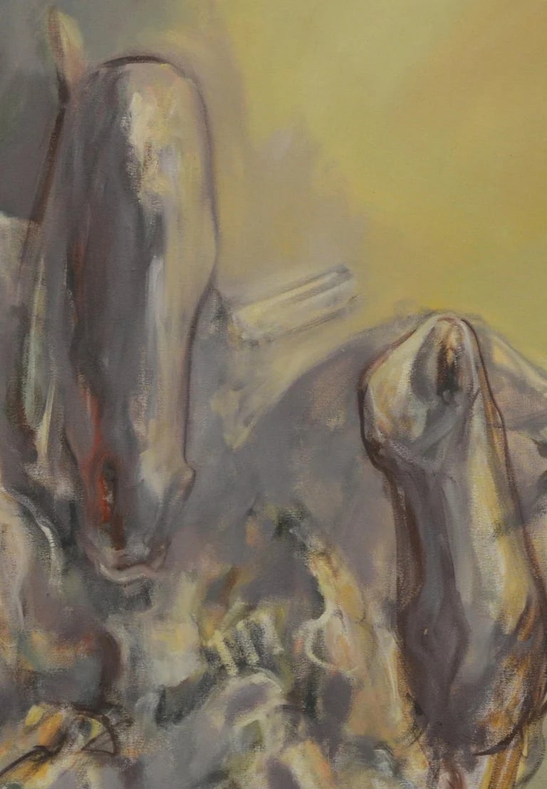 Large Abstract Horses Oil on Canvas Painting Entitled "the Birth of Memory"