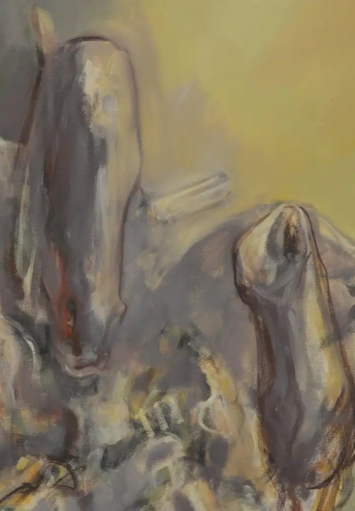 Large Abstract Horses Oil on Canvas Painting Entitled "the Birth of Memory" 2010s