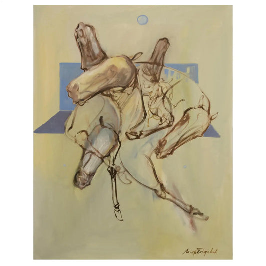 Abstract Horse Oil on Canvas Painting Titled "Moonlight Sonata" Signed by Artist 2010s