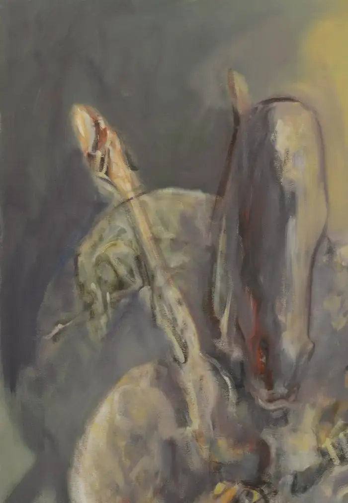 Large Abstract Horses Oil on Canvas Painting Entitled "the Birth of Memory" 2010s