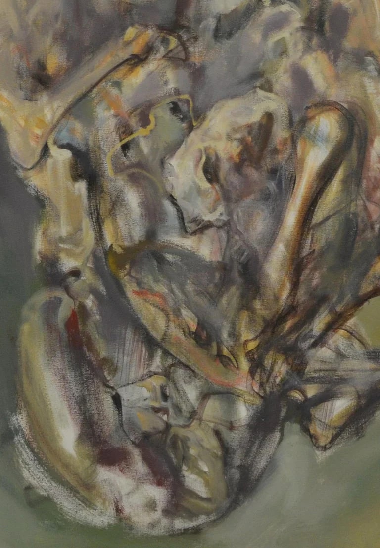 Large Abstract Horses Oil on Canvas Painting Entitled "the Birth of Memory"