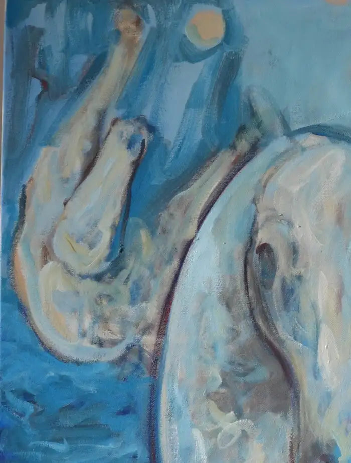 Horse Abstract Oil on Canvas Painting, Titled "On the Beach" and Signed 2010s