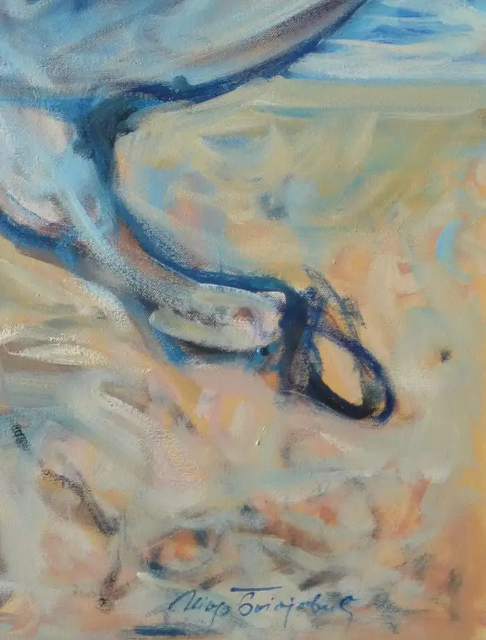 Horse Abstract Oil on Canvas Painting, Titled "On the Beach" and Signed 2010s