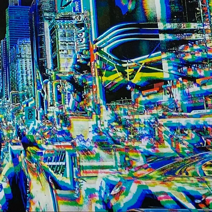 Urban Expressionist Digital Photography on Plexiglass Titled "Night on Broadway" 2010s