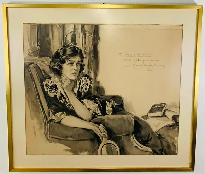 Howard Chandler Christy Portrait of a Woman 1940, Signed, Dated and Framed 1940