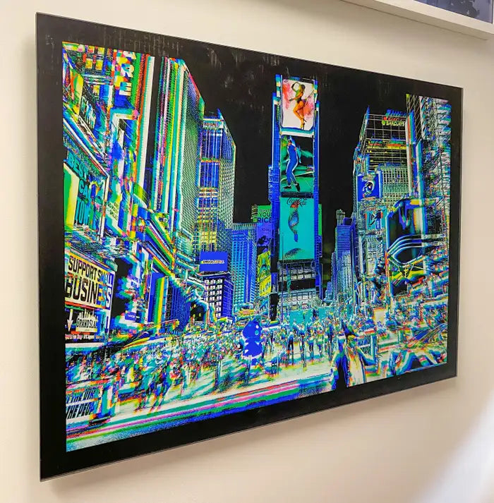 Urban Expressionist Digital Photography on Plexiglass Titled "Night on Broadway" 2010s