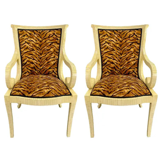 Enrique Garcel Off-White Bone Lounge Chair or Armchair, a Pair