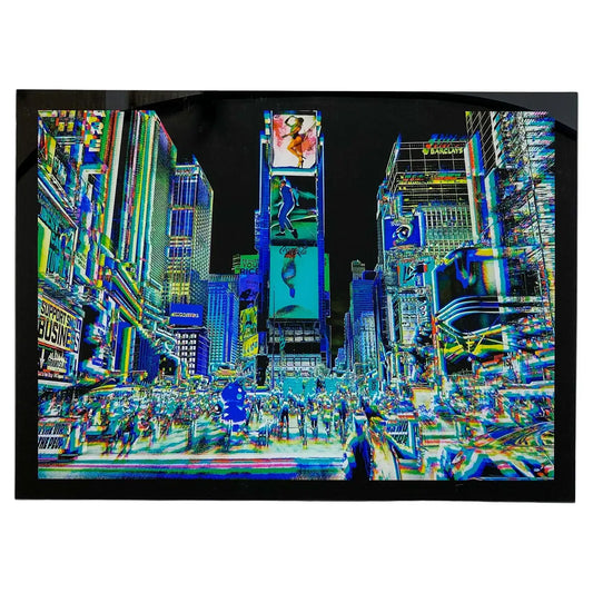 Urban Expressionist Digital Photography on Plexiglass Titled "Night on Broadway" 2010s