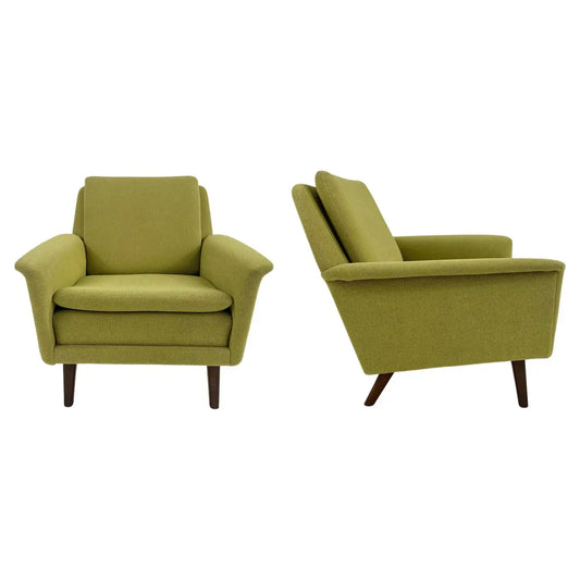 Folke Ohlsson for Fritz Hansen MCM Lounge Chair in Green Upholstery, a Pair