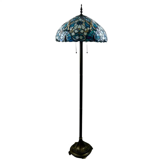 Art Nouveau Tiffany Sale Blue Stained Glass Dome Shaped Shade Floor Lamp