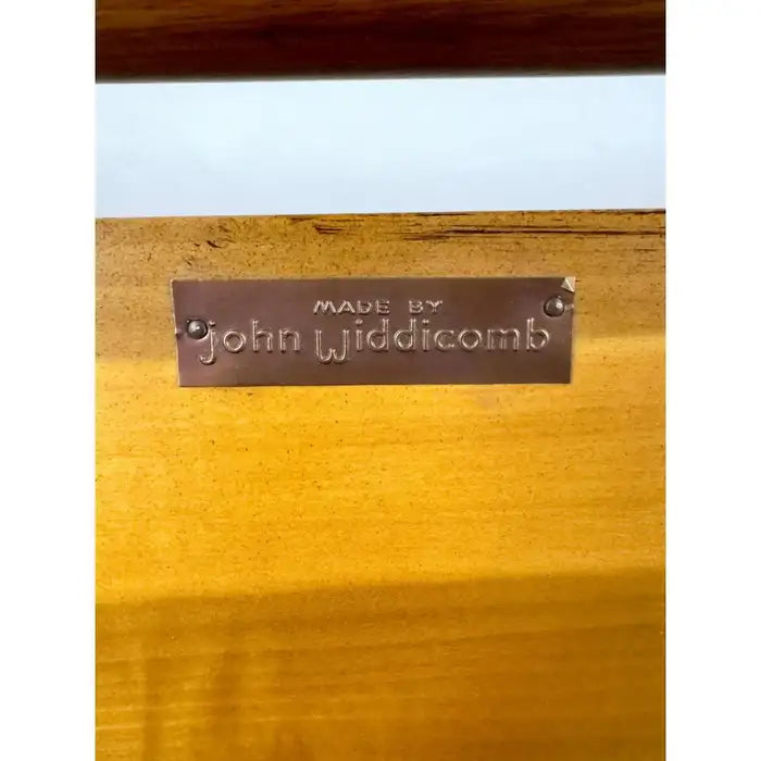 John Widdicomb Mid Century Modern King Size Walnut and Brass Headboard