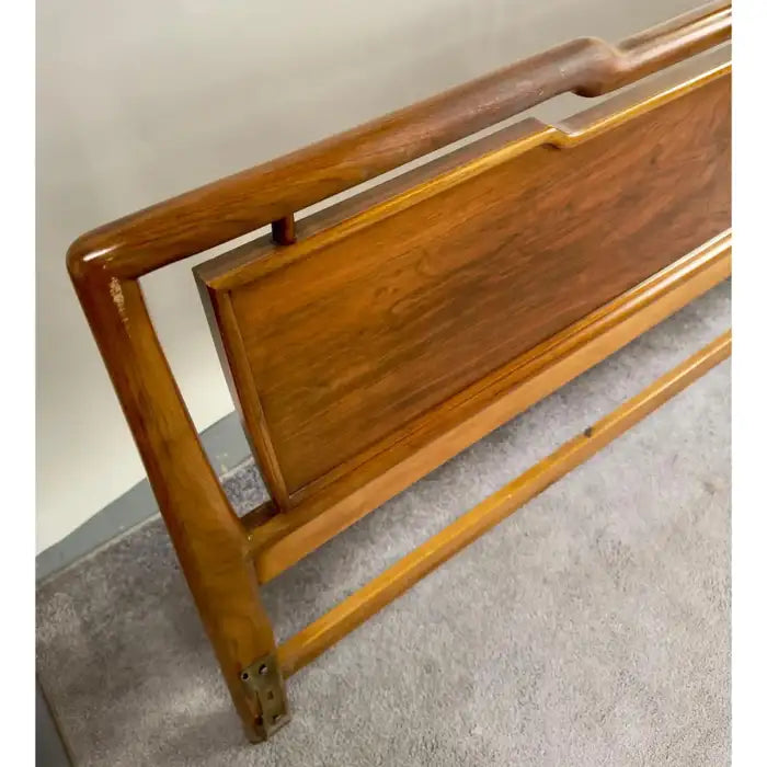 John Widdicomb Mid Century Modern King Size Walnut and Brass Headboard