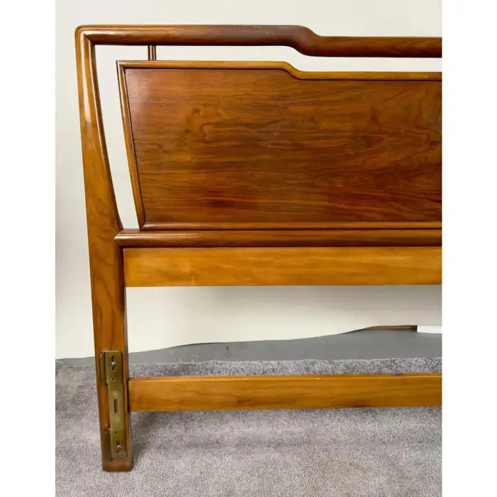John Widdicomb Mid Century Modern King Size Walnut and Brass Headboard