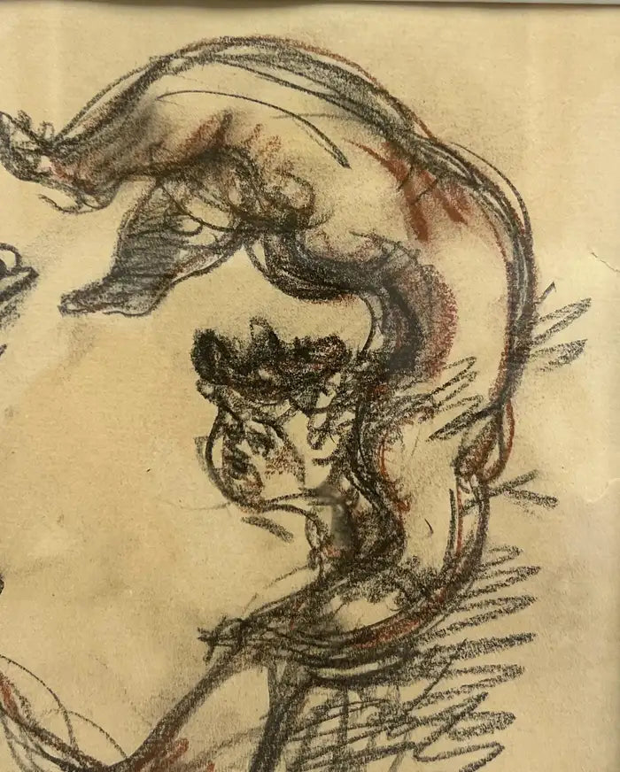 Chain Gross Acrobat with Cat Original Drawing from The Acrobats series, Signed