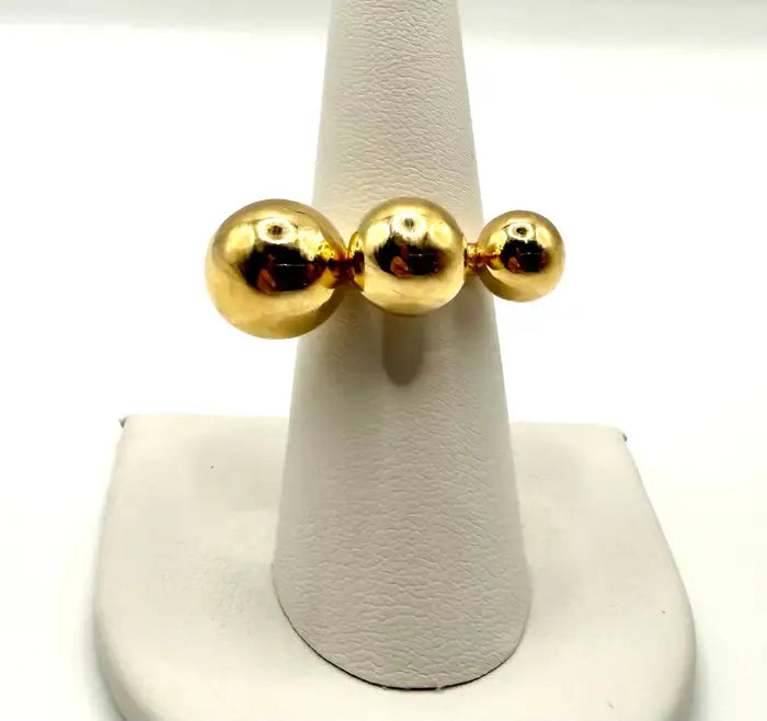 Modernist Triple Sphere Ring in 18K Yellow Gold