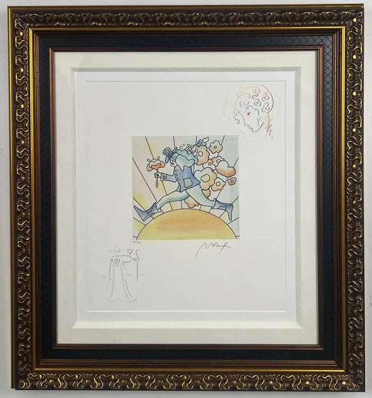 Peter Max Flower Jumper Over Sunrise Etching & Hand-Coloring Signed & Framed 2016