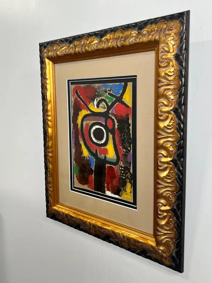 Joan Miro Cartones 25: Personnage et Oiseau Lithograph, Signed & Framed 1965