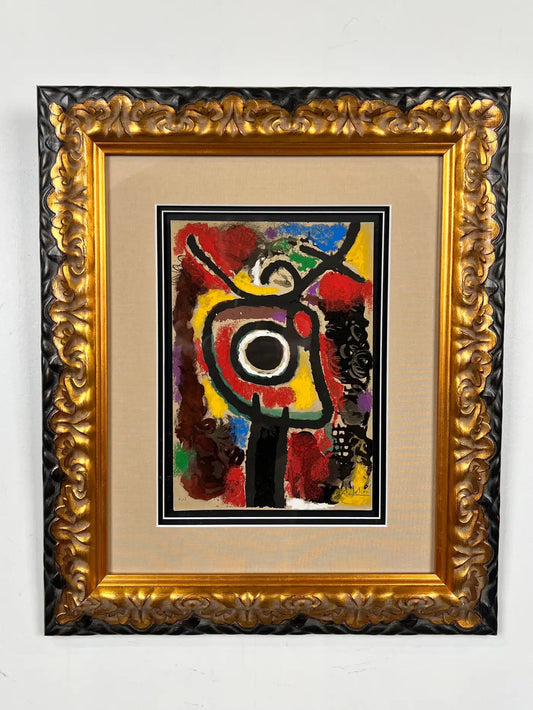 Joan Miro Cartones 25: Personnage et Oiseau Lithograph, Signed & Framed 1965