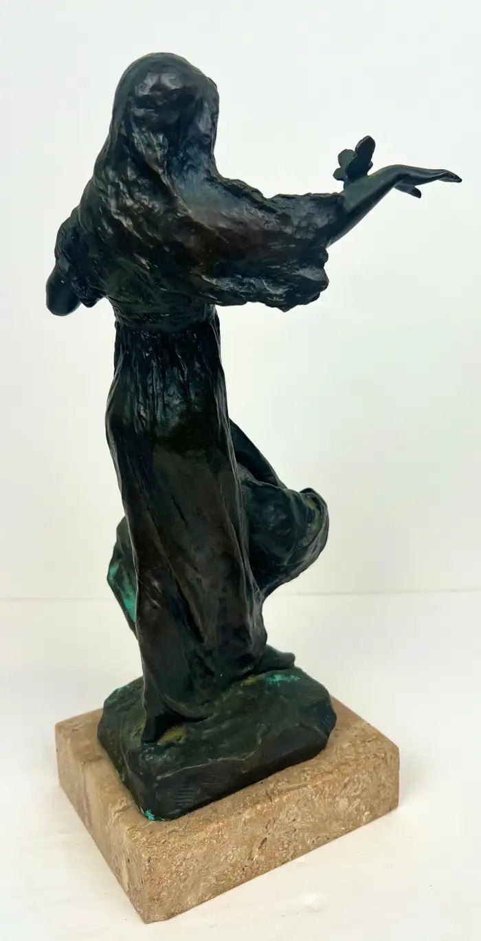 Bessie Potter Vonnoh " Butterflies" Dancing Girl Bronze Sculpture Signed