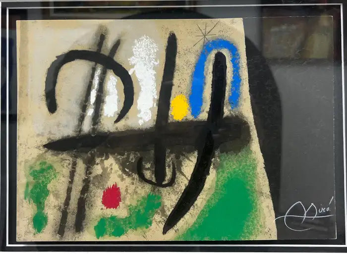 Joan Miro Oiseaux dans un paysage Original Lithograph, Hand Signed & Framed 1965