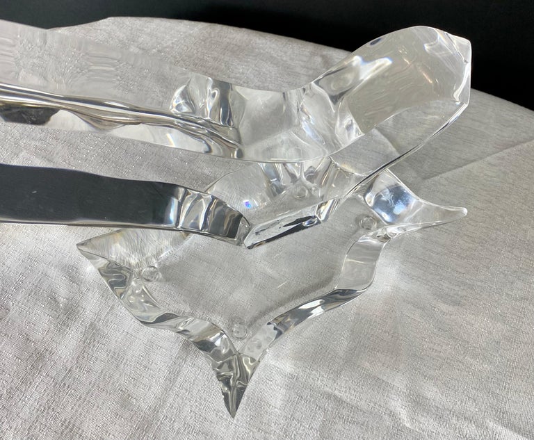 Eric Bauer Modernist Abstract Bird Lucite Sculpture, Signed