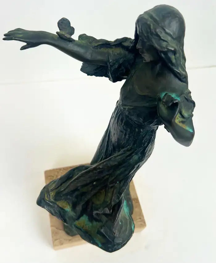 Bessie Potter Vonnoh " Butterflies" Dancing Girl Bronze Sculpture Signed