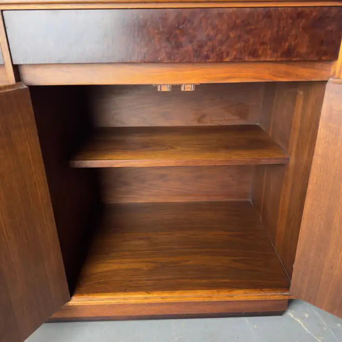 John Stuart Mid-Century Modern Walnut and Burl Wood Sideboard Credenza