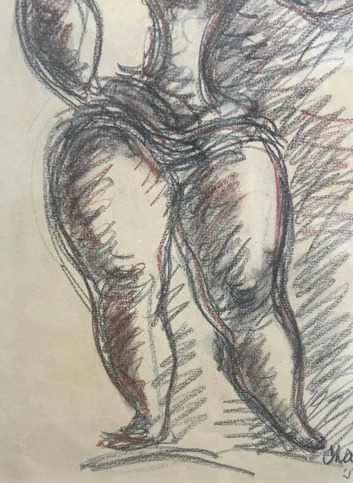Chain Gross Acrobat with Cat Original Drawing from The Acrobats series, Signed