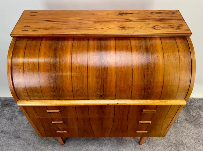 Bernhardt Pedersen Danish Mid Century Modern Rosewood Roll Top Desk