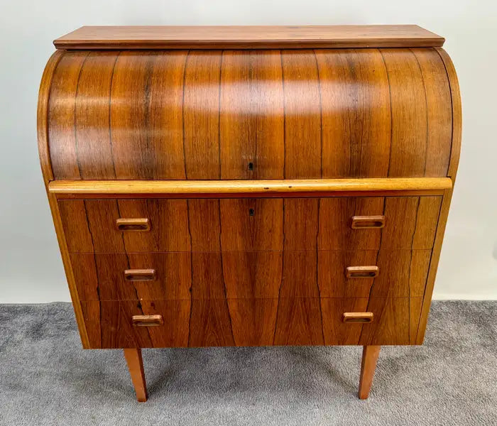 Bernhardt Pedersen Danish Mid Century Modern Rosewood Roll Top Desk