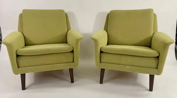 Folke Ohlsson for Fritz Hansen MCM Lounge Chair in Green Upholstery, a Pair