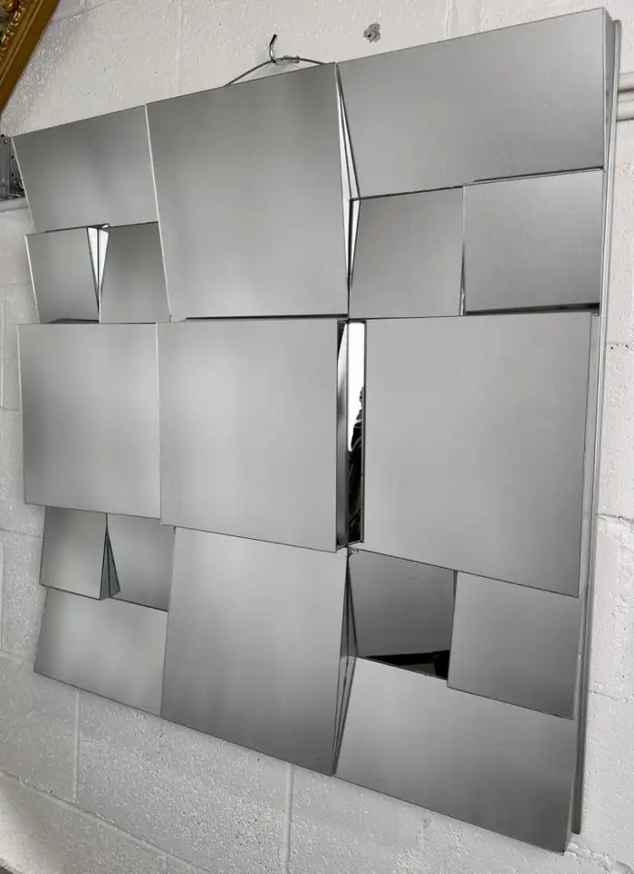 Neal Small Modern Cubist Multi-faceted Sculptural Wall Mirror