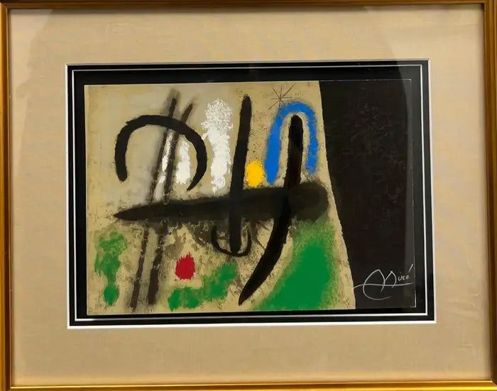 Joan Miro Oiseaux dans un paysage Original Lithograph, Hand Signed & Framed 1965