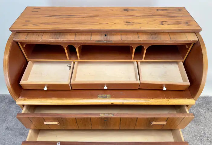 Bernhardt Pedersen Danish Mid Century Modern Rosewood Roll Top Desk