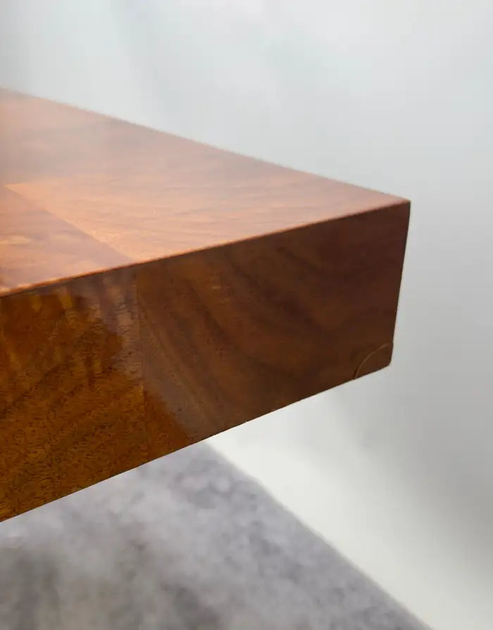 Milo Baughman for Thayer Coggin MCM Burl & Chome Coffee, Cocktail Table