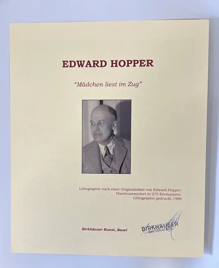 Edward Hopper Compartment C Car 193 Lithograph, Numbered, Plate Signed & Framed 1986