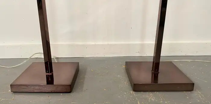 Robert Sonneman Mid Century Modern Copper Finish Cubist Floor Lamp , a Pair