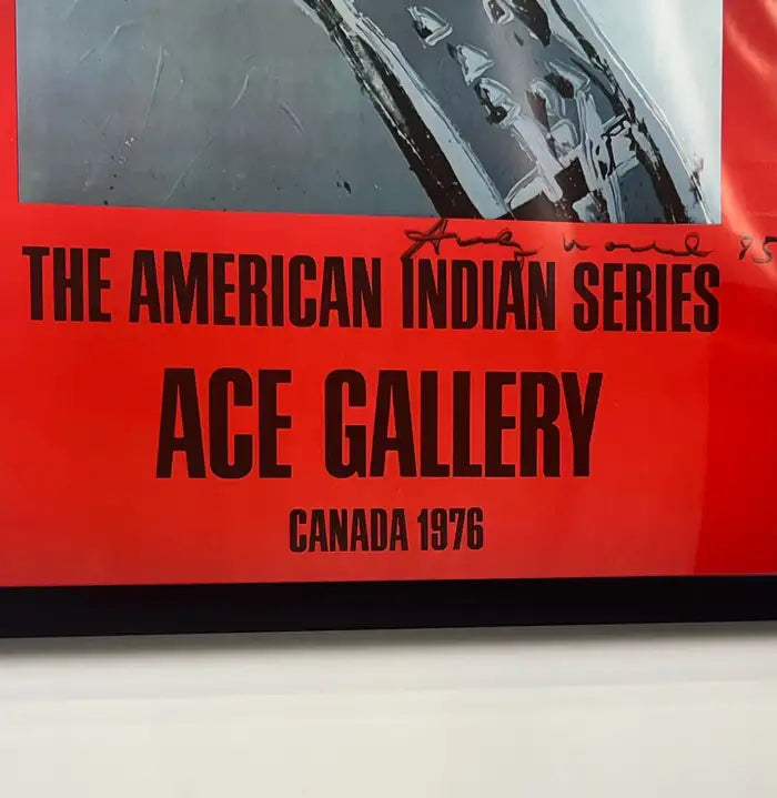Andy Warhol American Indian Red Poster w/ COA Hand Signed, Framed & Signed 1985 1976