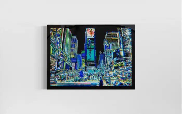 Urban Expressionist Digital Photography on Plexiglass Titled "Night on Broadway" 2010s