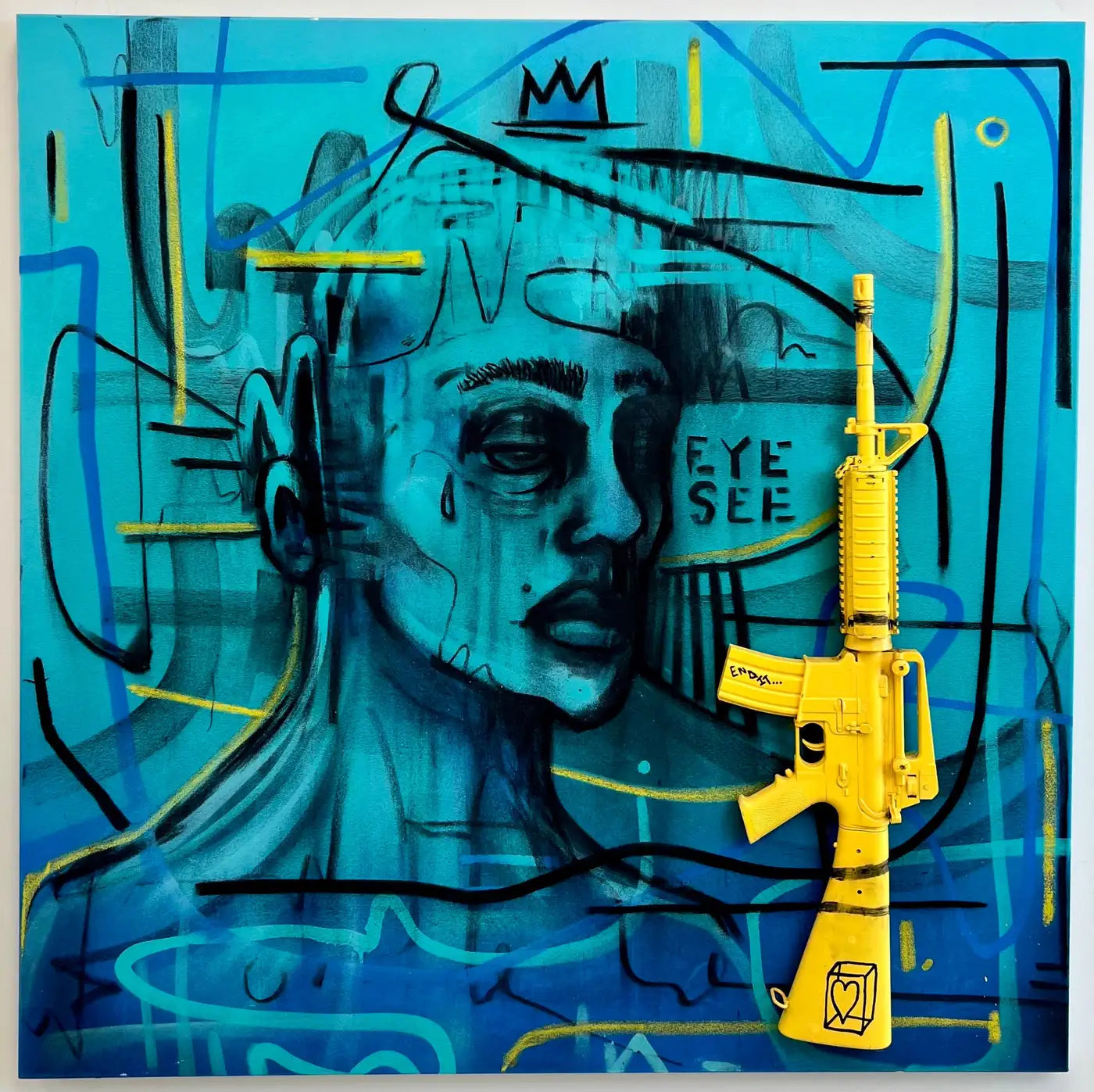 Jack Winthrop "Eye See" Neo-Expressionist Style Mixed Media Painting 2021