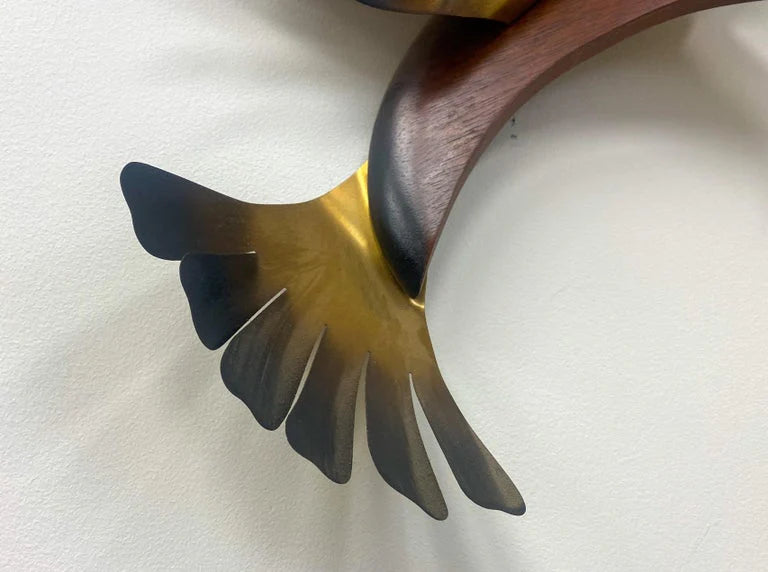 Brass Plated Seagull Bird Wall Sculpture in Flight Attributed to C.Jere, a Pair