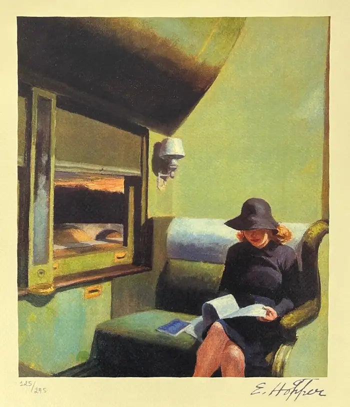 Edward Hopper Compartment C Car 193 Lithograph, Numbered, Plate Signed & Framed 1986
