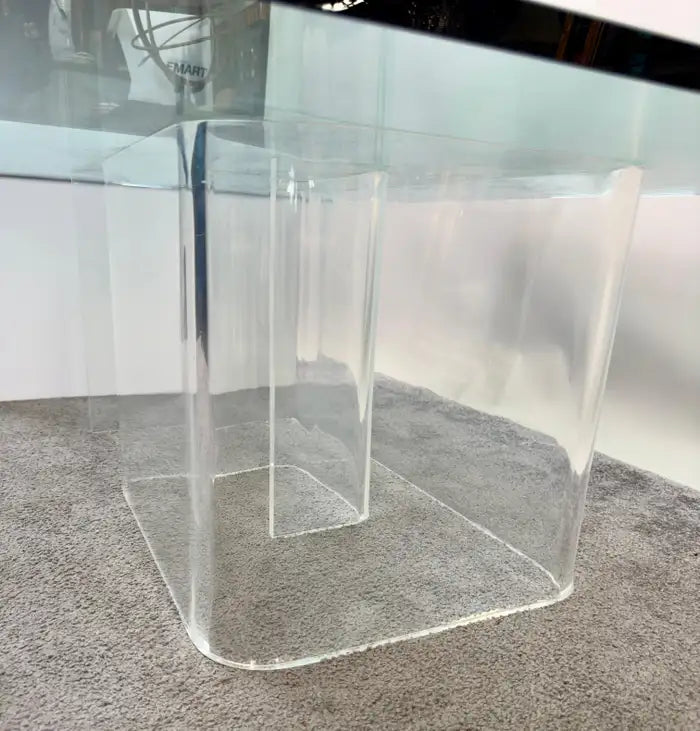 Jeffrey Bigelow Style Mid Century Modern Lucite Base Coffee or Cocktail Table