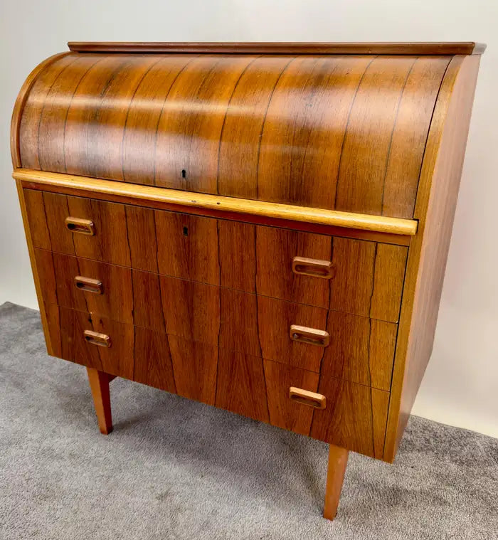 Bernhardt Pedersen Danish Mid Century Modern Rosewood Roll Top Desk