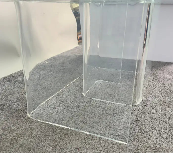 Jeffrey Bigelow Style Mid Century Modern Lucite Base Coffee or Cocktail Table