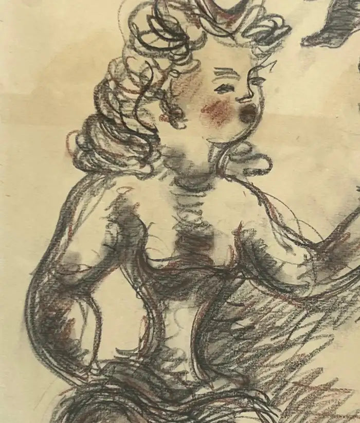Chain Gross Acrobat with Cat Original Drawing from The Acrobats series, Signed
