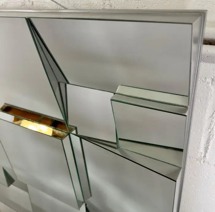 Neal Small Modern Cubist Multi-faceted Sculptural Wall Mirror