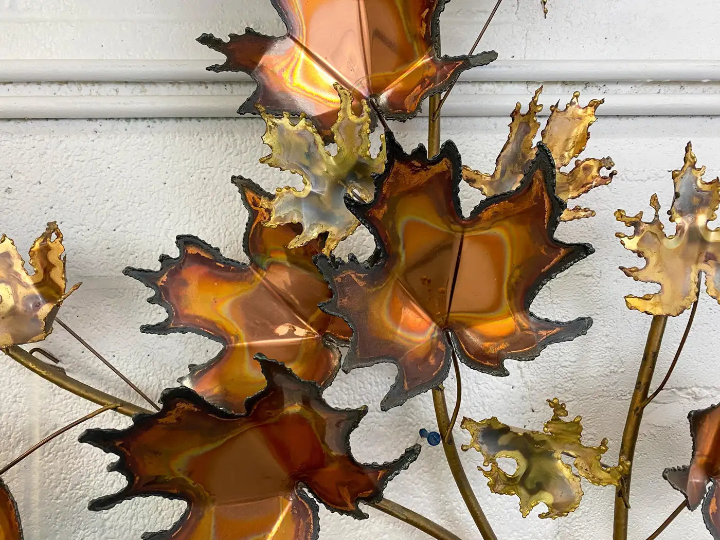 Mid-Century Modern Brutalist Leaf Bronze Wall Sculpture by Curtis Jere