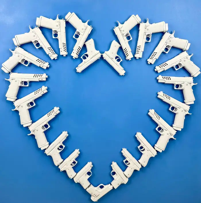 Charles Gitnick Heart of Guns Blue Conceptual Mixed Media 2024